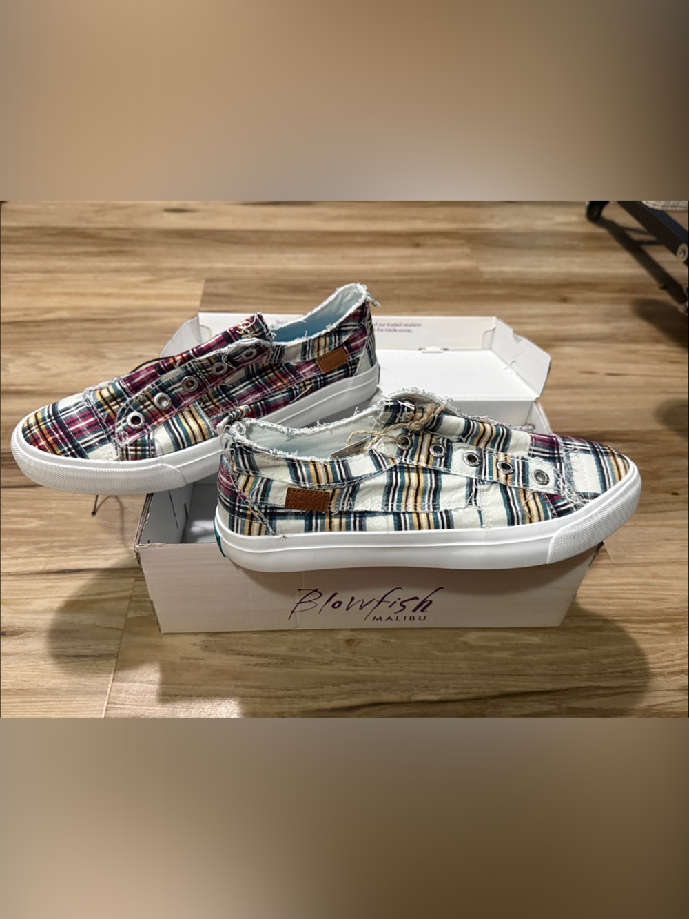 Blowfish Plaid Slip-On Sneakers - Cream, Blue, Burgundy, Mustard